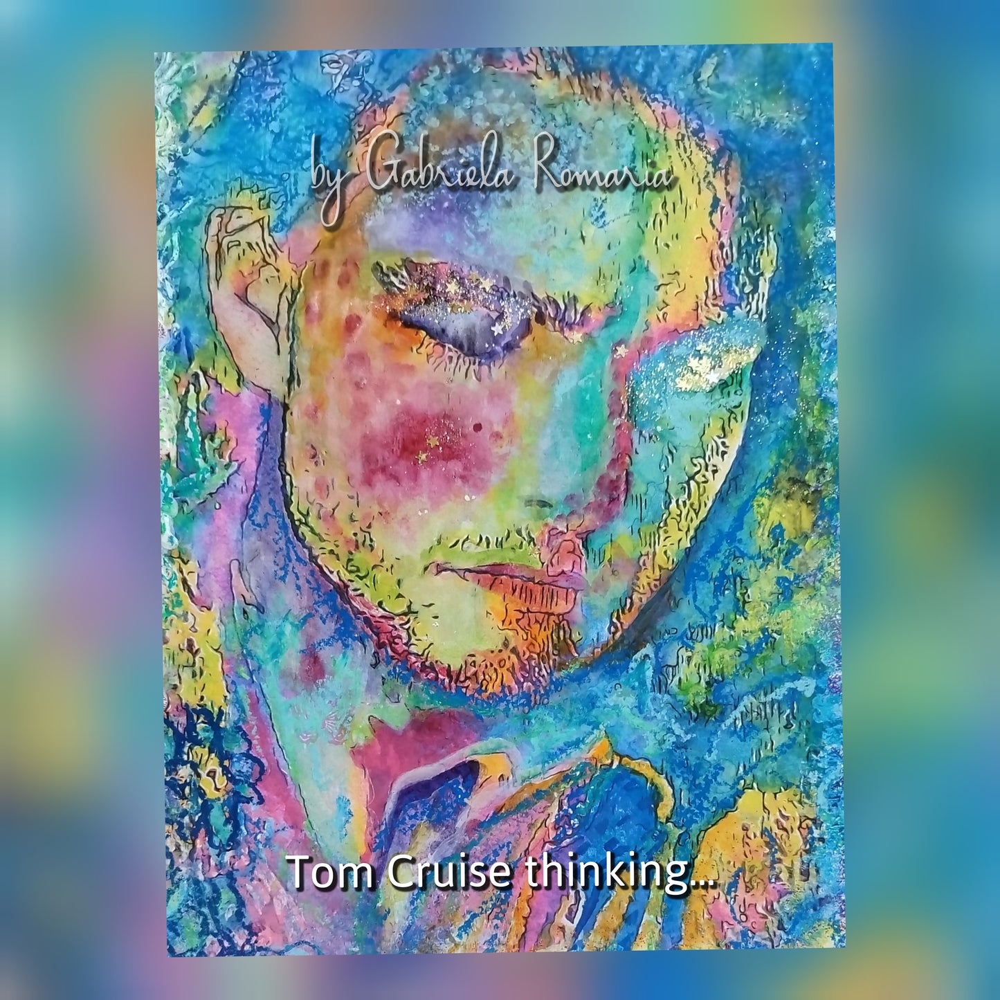 Tom Cruise thinking... Original Watercolor painting by Gabriela Romaria