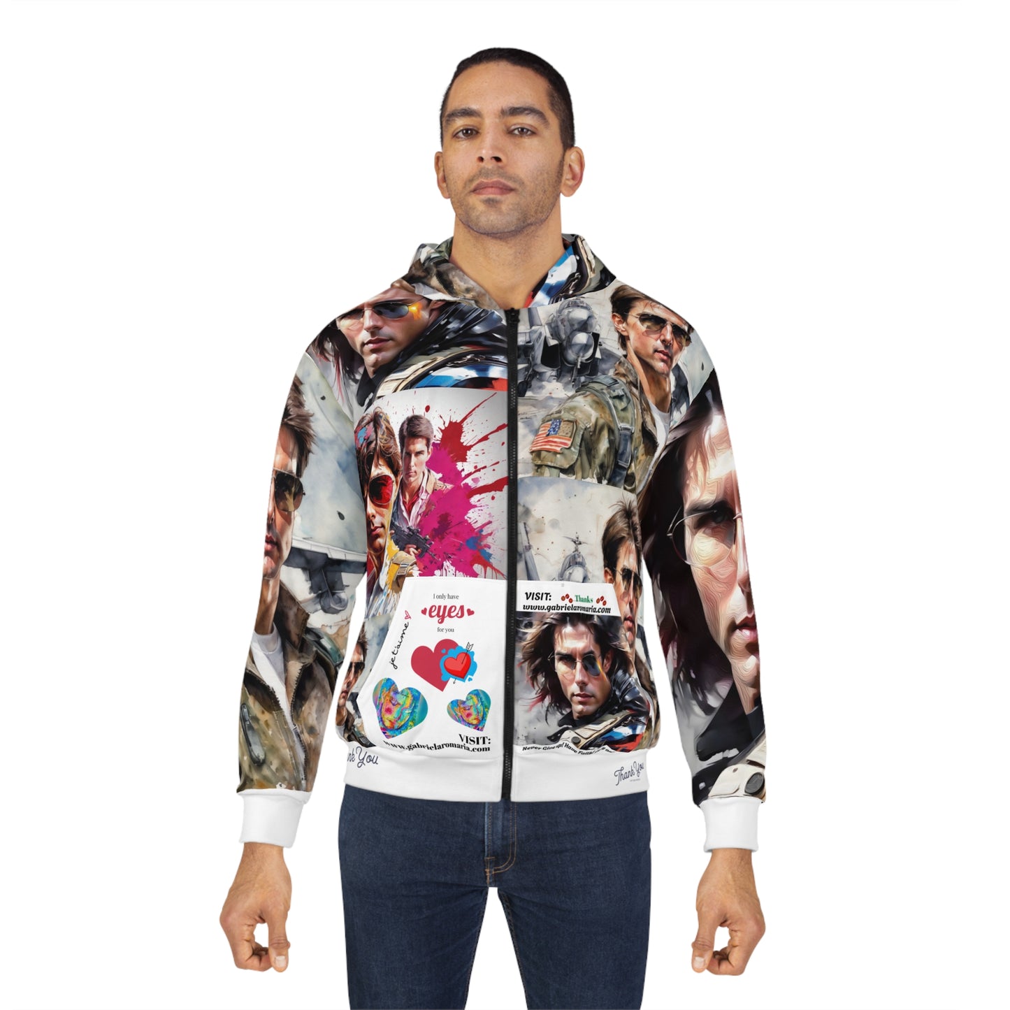 Unisex Zip Hoodie Tom Cruise art portraits by Gabriela Romaria