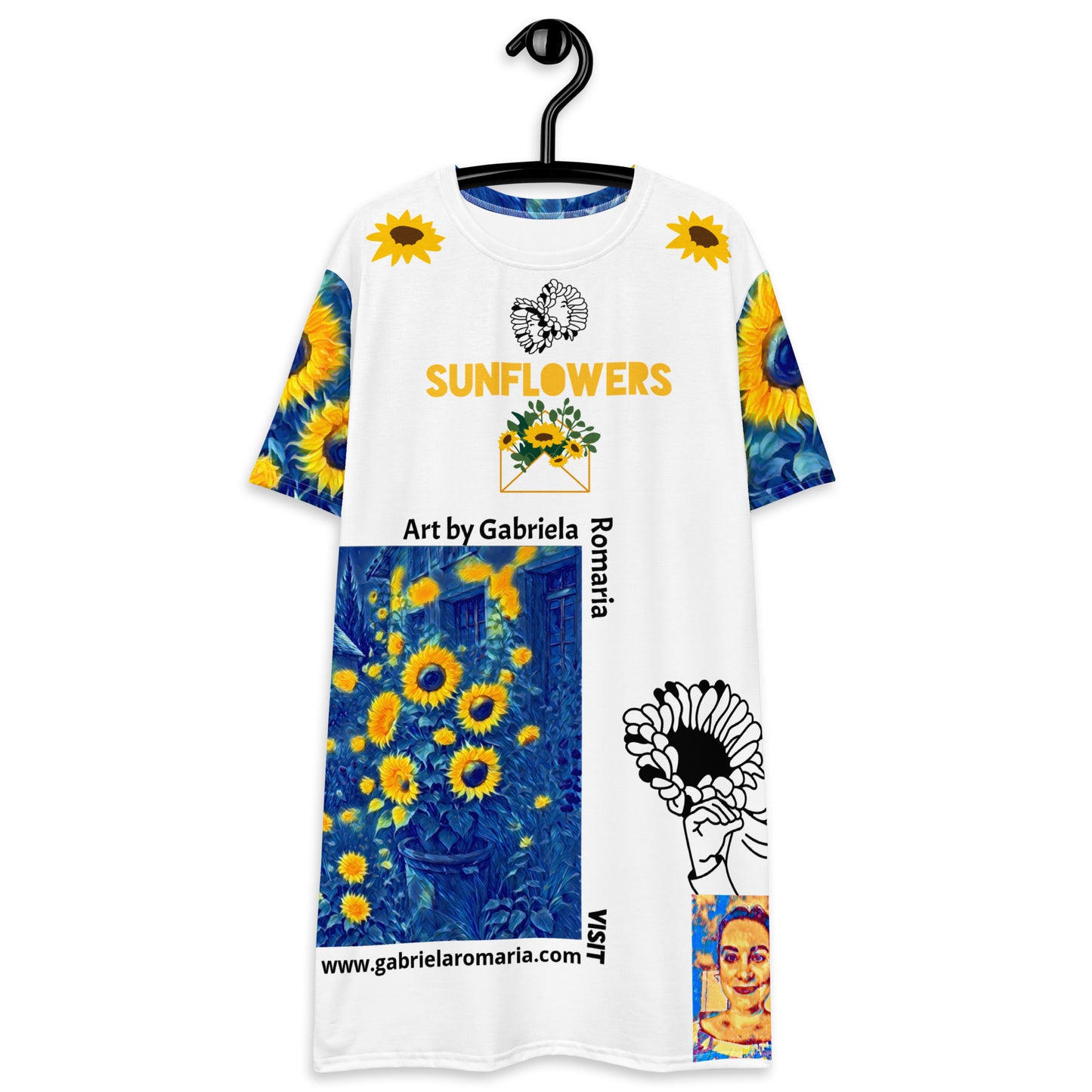 T-shirt dress Sunflowers by Gabriela Romaria