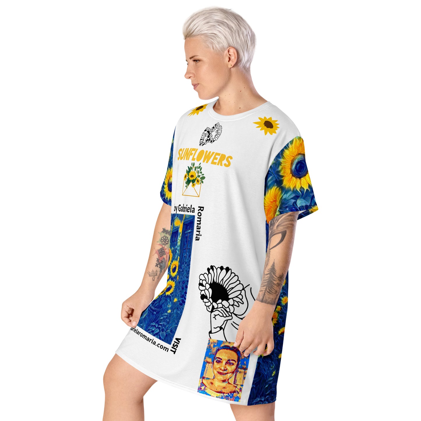 T-shirt dress Sunflowers by Gabriela Romaria